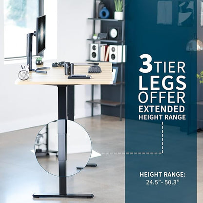 VIVO Electric 71 x 36 in Dual Motor Sit Stand Desk, Memory Height Adjustment, 2B Series, Light Wood Top Black Frame, DESK-KIT-2B7C-36