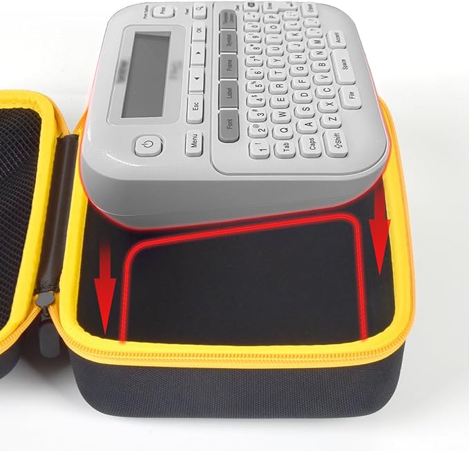 Case Compatible with Brother P-Touch PTD220 210 Home/Office Everyday Label Maker, Storage Holder Carrying Organizer for Label Tapes, AC Adapter, Charging Cables (Box Only) -Yellow Zipper