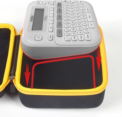 Case Compatible with Brother P-Touch PTD220 210 Home/Office Everyday Label Maker, Storage Holder Carrying Organizer for Label Tapes, AC Adapter, Charging Cables (Box Only) -Yellow Zipper