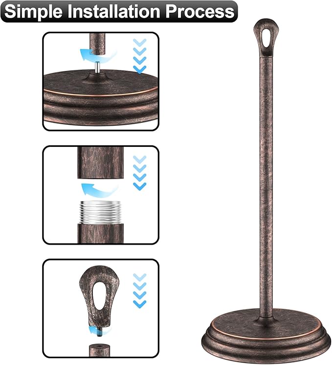 KASUNTO Toilet Paper Holder with Rustproof, Metal Free Standing Toilet Paper Stand Storage for Bathroom, Tissue Paper Roll Holder for Bathroom Accessories (Oil Rubbed Bronze)