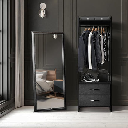 Sorbus Clothing Rack with Drawers - Clothes Stand Dresser - Wood Top, Steel Frame, & Fabric Drawers - Tall Closet Storage Organizer - Garment Rack for Hanging Shirts, Dresses, & Jackets