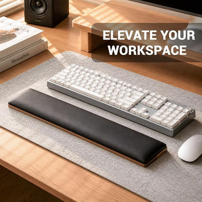 Keyboard Wrist Rest with Memory Foam Anti-Slip Rubber Base Ergonomic Wooden Wrist Rest for Mechanical Keyboard Durable and Easy to Clean for Gamer Staff (Walnut)