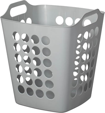 Flexible Plastic Laundry Basket - Square Storage Hamper with Side Handles for Easy Carrying - Versatile Organizer for Laundry, and Household Storage, Gray 50 Litter