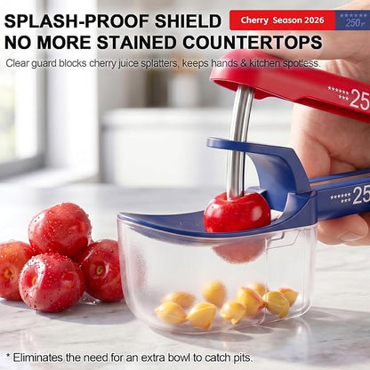 Cherry Pitter - Makmzoon Cherries Pitter Tool | Stainless Steel Rods with Hand-held Push Design, Save Time & Space for Making Cherry Jam with Lock Design