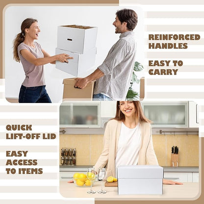 4 Pack Wine Glass Moving Boxes Kitchen Moving Boxes with Handle Kitchen Kit with Lid for Dish Glassware(White,20 x 15 x 12 Inches)
