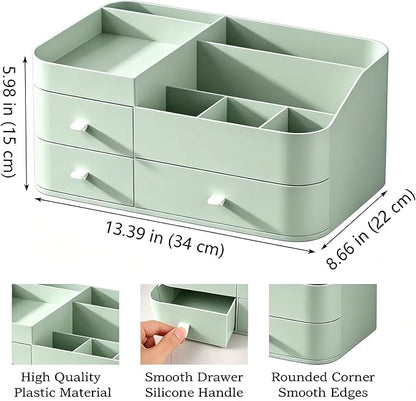 Makeup Organizer with Drawers, Bathroom Counter Organizer, Plastic Cosmetic Display Case, Large Skincare Storage for Vanity Countertop, Ideal for Bedroom Dresser top and Desktop