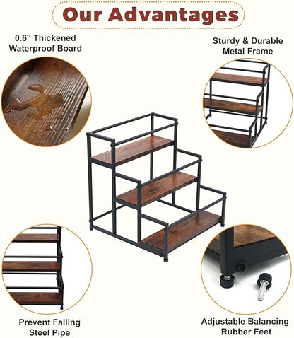 Coffee Syrup Rack Organizer, 3-Tier | Metal Bottle Holder, Holds 12 Bottles, Rustic Countertop Display Shelf, For Coffee Bar, Kitchen Cabinet, Pantry