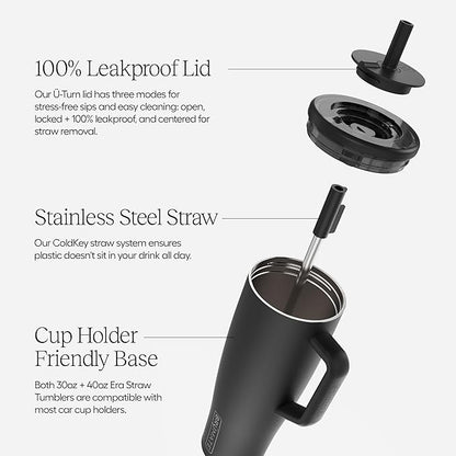 BrüMate Era 30 oz Tumbler with Handle and Straw | 100% Leakproof Insulated Water Bottle Tumbler with Lid and Flexible SoftSip Straw | Made of Stainless Steel | Cup Holder Friendly | 30oz (Cedar)