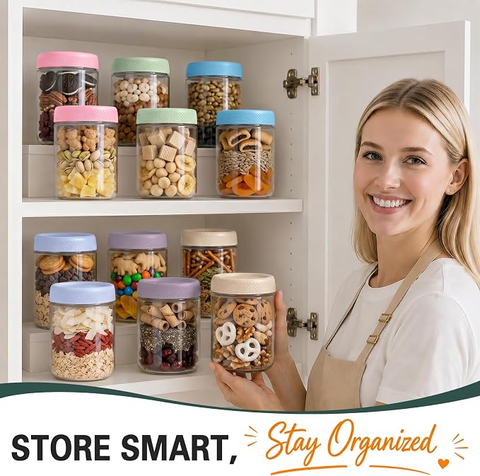 16 oz Mason Jars, Overnight Oats Containers with Lids for Yogurt, Glass Jar with Lid, Parfait Cups with Airtight Lids, Glass Jars for Overnight Oats, Storage, Food, Chia, Pudding, 6 Pack