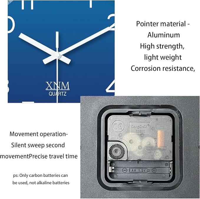 XNM 2 Pack Navy Blue Classic Wall Clock 8 Inch Small Minimalist Wall Clocks Battery Operated Modern Decorative Wall Clock for Living Room Bedroom Kitchen Silent Non Ticking