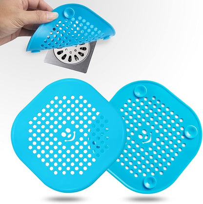 2 Pack Drain Hair Catcher Silicone Drain Protector Hair Stopper for Shower Kitchen Bathroom Cyan