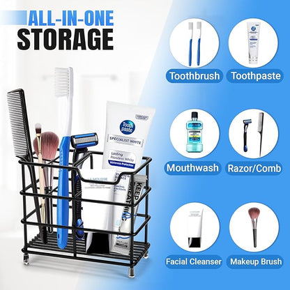 Toothbrush Holders for Bathrooms, Stainless Steel Toothbrush Holder for Kids and Adults, Electric Toothbrush and Toothpaste Holder, Rustproof Bathroom Accessories Organizer