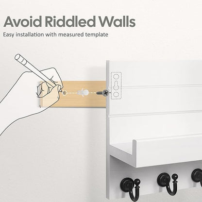 Key Holder for Wall: Upgraded 7 Sturdy Key Hooks Easy Installation Mail Organizer Wall Mount Hanging Key Rack for Kitchen and Entryway Decor