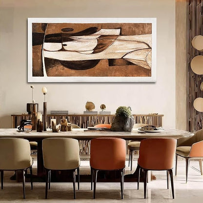 LEVERUP Large Abstract Canvas Wall Art Brown and Gold Wall Printings Pictures Modern Wall Decor for Bedroom Office Hotel 29×58 Inch Ready to Hang