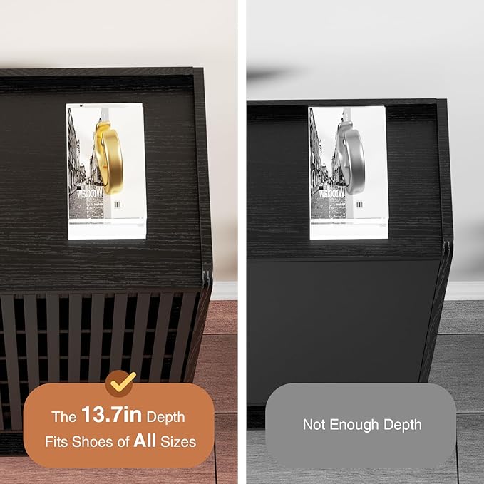 Black Shoe Cabinet Up to 24 Pairs, Large Shoe Storage Cabinet for Entryway, Freestanding Shoe Organizer Cabinet with Adjustable Shelves for Entryway, Hallway, Black