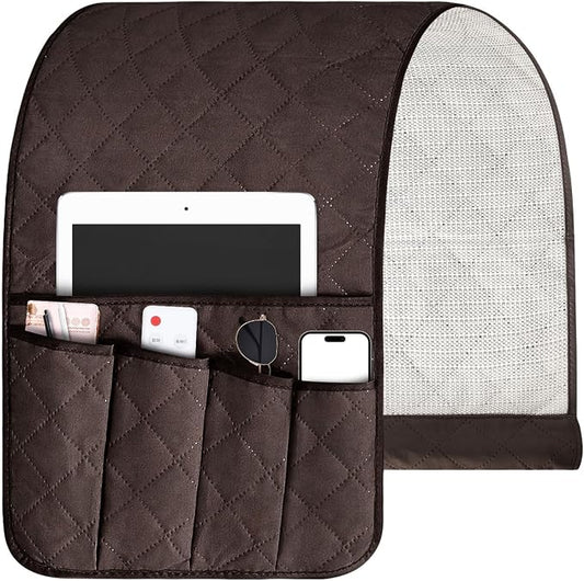 Grekos Sofa Armrest Organizer Remote Holder Bedside Caddy Organizer with 6 pockets, Chair Arm Holder Non-Slip Remote Control Holders Caddy for Magazine Tablet Phone Book
