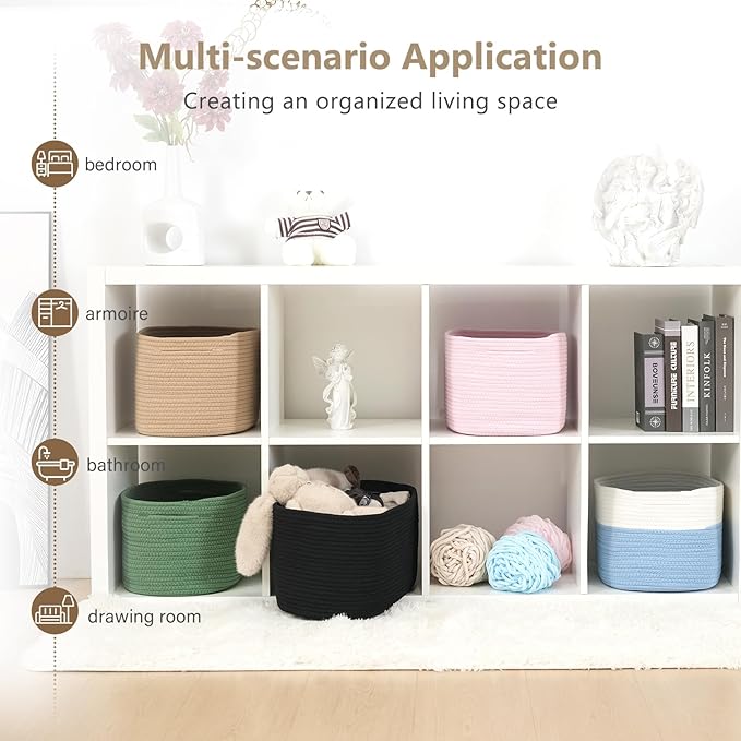 Cotton Rope Storage Basket, 15x10x9 Inches, Woven Basket for Shelves, Clothes, Towels, Books, and Laundry, Jute Brown (1 Pack)
