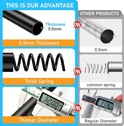 MEXAU Black Tension Curtain Rod 40-148 Inch Long Tension Rod 1.26" Spring Tension Curtain Rod Adjustable Curtain Rods No Drilling Tension Shower Rod Curtain Tension Rod for Bathroom Windows Doorways