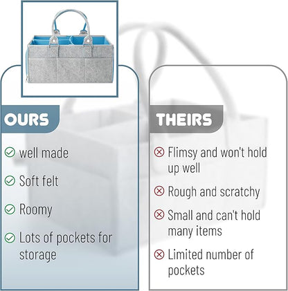 Mr. Pen- Baby Diaper Caddy Organizer, Gray, Blue Inside, Nursery Storage Bin and Car Organizer for Diapers and Baby Wipes