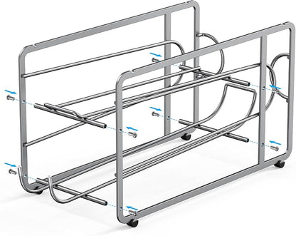 Canyave Soda Can Organizer Storage Rack, 2 Pack Stackable Beverage Soda Can Dispenser Organizer Holder for Refrigerator, Cabinet, Pantry (Silver)