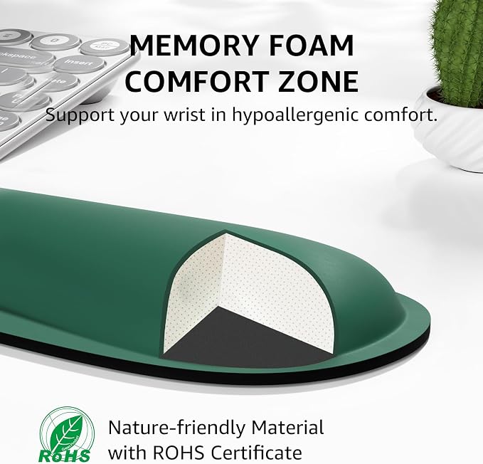 KTRIO Keyboard Wrist Rest & Mouse Pad with Wrist Rest Set, Forest Green | Memory Foam Wrist Support, Ergonomic Design, Non-Slip Base, Office and Home Use