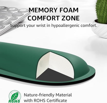 KTRIO Keyboard Wrist Rest & Mouse Pad with Wrist Rest Set, Forest Green | Memory Foam Wrist Support, Ergonomic Design, Non-Slip Base, Office and Home Use