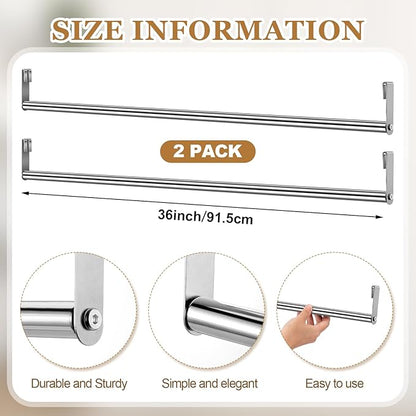2 Pack Wire Shelving Garment Hanger Bar Wire Shelving Accessories Industrial Closet Clothes Rods for Home Retail Store(Silver,36 Inch)