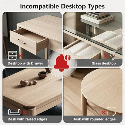 3 Tier Clamp-on Desk Shelf Height Adjustable, 360° Rotatable Desktop Storage Tray with Baffle, Over or Under Desk Organizer Shelf for Office Accessories, Black