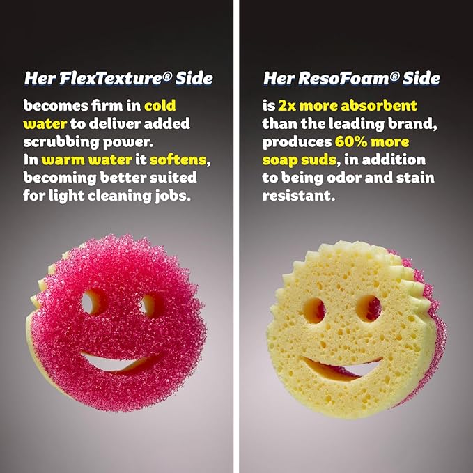 Scrub Daddy Scrub Mommy Kitchen Sponges for Dishes & Wiping Spills - Dual-Sided Dish Scrubber Sponge for Cleaning - Multi-Colored Bulk Pack - Stain & Odor Resistant (5 Count) (Pack of 2)