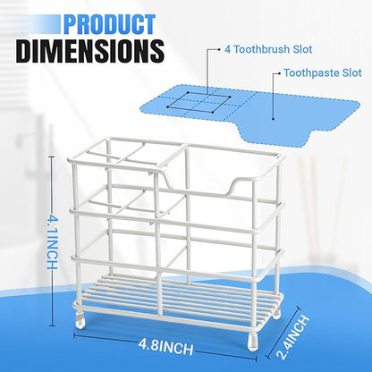Toothbrush Holders for Bathrooms, Stainless Steel Toothbrush Holder for Kids and Adults, Electric Toothbrush and Toothpaste Holder, Rustproof Bathroom Accessories Organizer, White Small