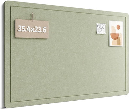 Fluxynara Bulletin Board,35.4" x 23.6" Cork Board Alternative with 12 Safe Removable Adhesive Tabs, Foldable Felt Pin Board for Home Office, Classroom, Bedroom,Entryway for Walls— Sage
