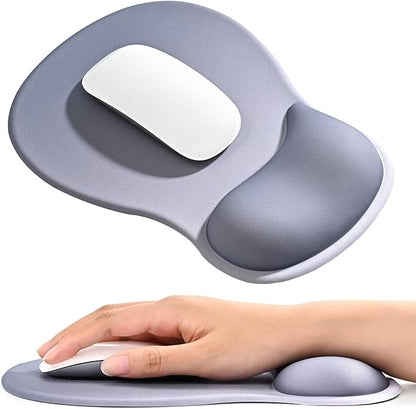 EooCoo Ergonomic Mouse Pad with Gel Wrist Rest Support Middle Concave Design, Relieve Wrist Pain Mousepad, Non-Slip Base for Laptop, Computer, Office Desk Accessories, Carpal Tunnel Syndrome Grey