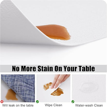 Homaxy Faux Leather Heat Resistant Placemats for Dining Table Set of 6, Waterproof Wipeable Washable PU Table Mats, Easy to Clean Anti-Slip Place Mats, 11.8 x 17 Inch, White