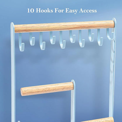 ProCase Cute Jewelry Stand, Aesthetic Jewelry Organizer for Dresser Vanity, Jewelry Holder Display for Necklaces Earrings, Gifts for Teen Girls Women, Bedroom Dorm Decor -Medium, Blue