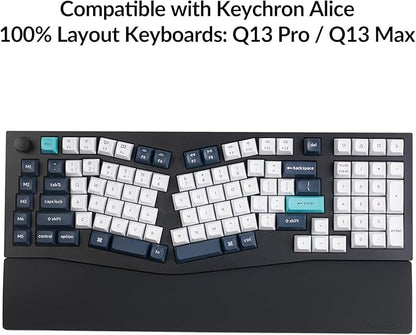 Keychron Black Silicone Wrist & Palm Rest, 17.56" for 100% Alice Layout Mechanical Keyboards (Q13 Max / Q13 Pro) – Full Honeycomb Anti-Slip Base, Smooth and Soft Typing Support