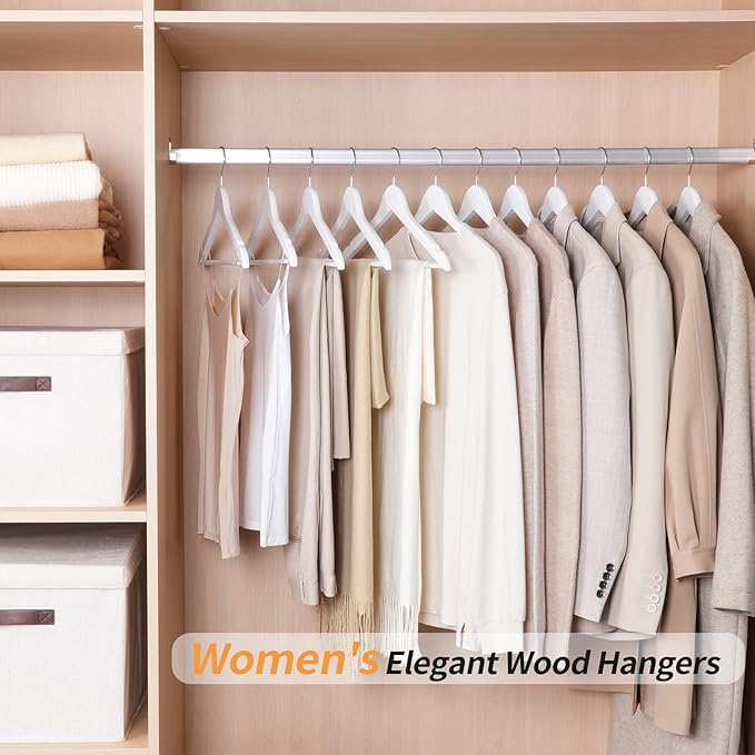 Amazon Basics Durable Wooden Clothes Hangers, 80-Pack, White