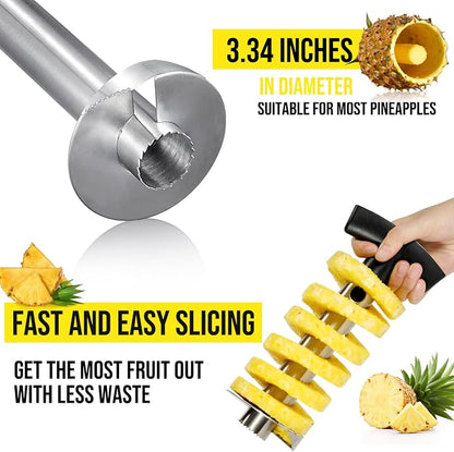 Pineapple Corer and Slicer, Heavy-Duty Stainless Steel Reinforced Thicker Blade Easy-to-Use Pineapple Core Remover & Peeler Tool
