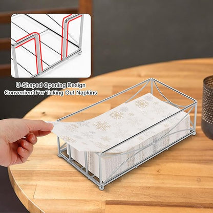 Livabber Guest Napkin Holder, Metal Bathroom Paper Hand Towel Storage Modern Napkin Tray Caddy for Countertop, Table Kitchen, Dinning Room (Chrome, Metal Base)