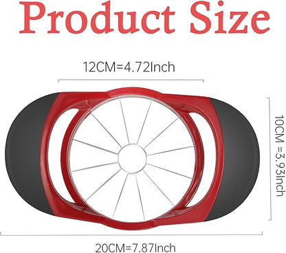 Apple Slicer,4.72 Inch Apple Corer and Slicer -Apple Cutter,Red | Stainless Steel Corer, 12 Sharp Blades,Anti-slip Handle,Hand wash/Dishwasher