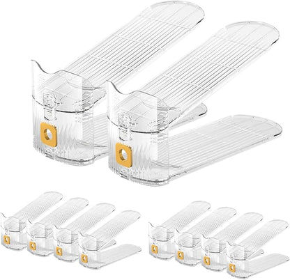 CiBiZi Shoe Slots Organizers 10Pack Shoe Stacker Adjustable Space Saver 50% Shoe Rack Holder Oraganizers for Closet Cabinet Storage Clear
