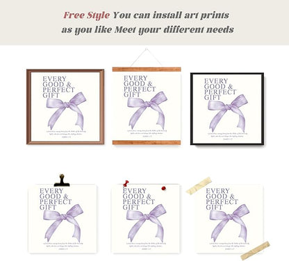 LARTSFRO Coquette Purple Bow Wall Art Decor Posters, Purple Bow Room Bedroom Bathroom Dorm Wall Art Decor Aesthetic for Teen Girls Gifts, Inspirational Bible Verses Bow Wall Decor, 10x10 Inch Set of 4 Pcs Bow Pictures (UNFRAMED)