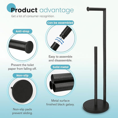 Toilet Paper Holder Stand, Toilet Paper Holder Free Standing, Toilet Paper Stand, Black Galaxy Toilet Paper Storage, Rustproof Bathroom Toilet Paper Holders for 4 Rolls