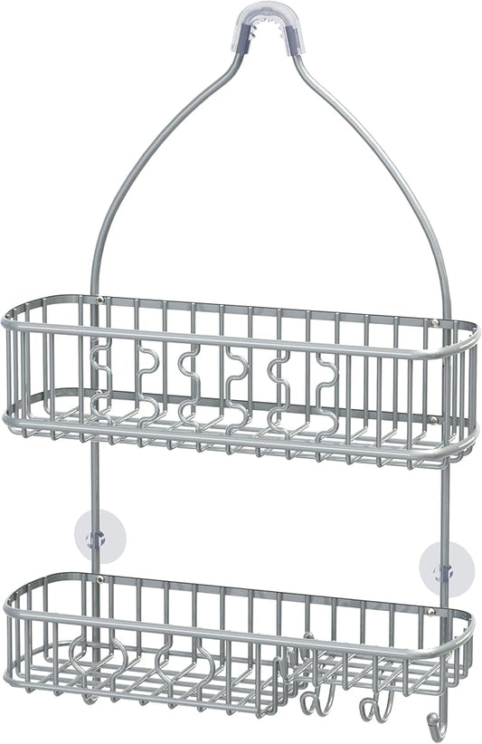 Simple Houseware Bathroom Hanging Shower Head Caddy Organizer, Silver (26 x 16 x 5.5 inches)