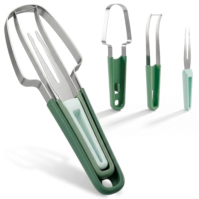 3-in-1 Watermelon Slicer Tool — Stainless Steel Portable, Mess-Free Multi-Use Kitchen Gadget for Summer Picnic, BBQ, Pool Party, Family Hosting, Hostess Gift — Watermelon Cutter Slicer Tool Kit