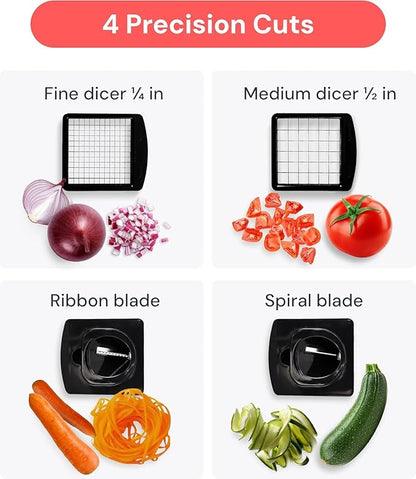 Fullstar The Original Pro Chopper - Vegetable Chopper and Spiralizer, Food Chopper with Container, Fruit Slicer, Kitchen Gadgets & Accessories, Home Essentials (4 in 1, Stainless Steel)