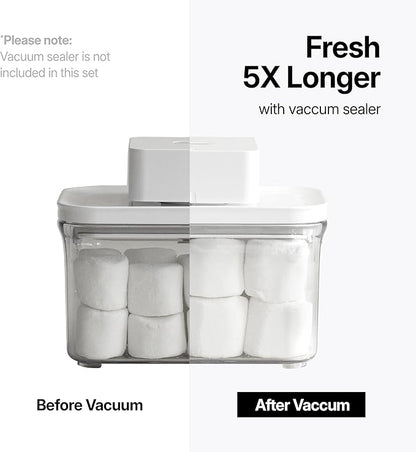 VAKUEN Premium Airtight Food Storage Containers, Mini Square 3pc/set(0.32qt), Smart One-Click Seal Lid, No Hinges, 100% Leak Proof, BPA-FREE, Dishwasher, Freezer & Microwave Safe