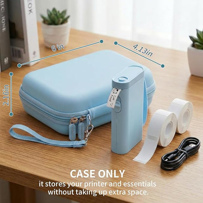 Comecase Case Compatible with Nelko P21/ for Phomemo D30 D35 Label Maker Machine, for JADENS D11/ for SUPVAN Mini Labeler Sticker, Labler Maker Storage for Tape&Accessories (Sky Blue)