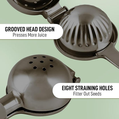 Zulay Kitchen Extra Large Lemon Squeezer Stainless Steel - Easy Squeeze Heavy Duty Lemon Juicer Hand Press - Ergonomic Citrus Squeezer & Fruit Juicer for Small Oranges, Lemons, & Limes - Black