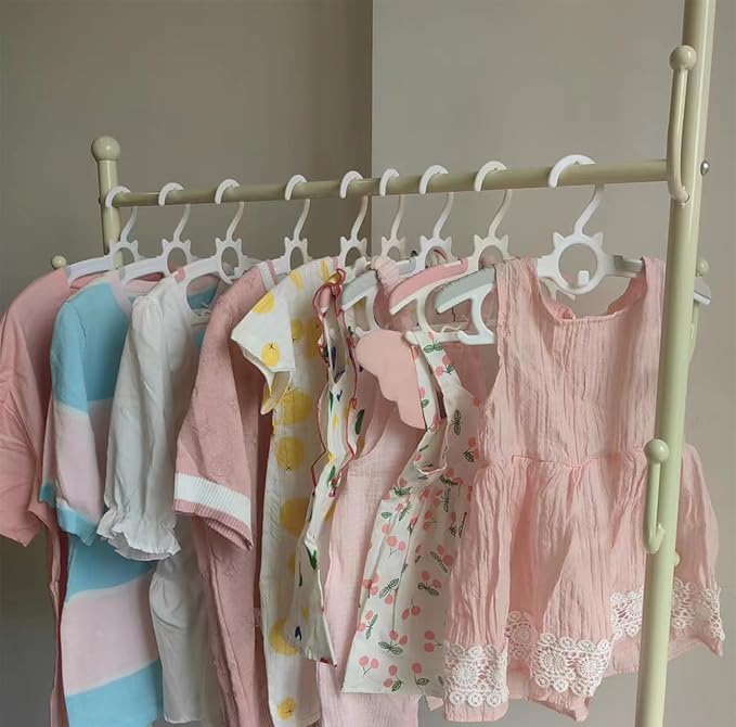JSF 30Pcs Baby Hangers for Nursery Closet, Infant Hangers Extendable and Non-Slip for Newborn Toddler Kids Clothes,11"-14" Adjustable Children Coat Pant Hanger for Girl and Boy Nursery Grey