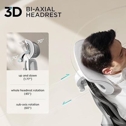Hbada E3 Air Ergonomic Office Chair, Big and Tall Office Chair - with 3-Zone Dynamic Lumbar Support, 3D Adjustable Headrest, 3D Adjustable Armrests, Swivel, Grey(No Footrest)